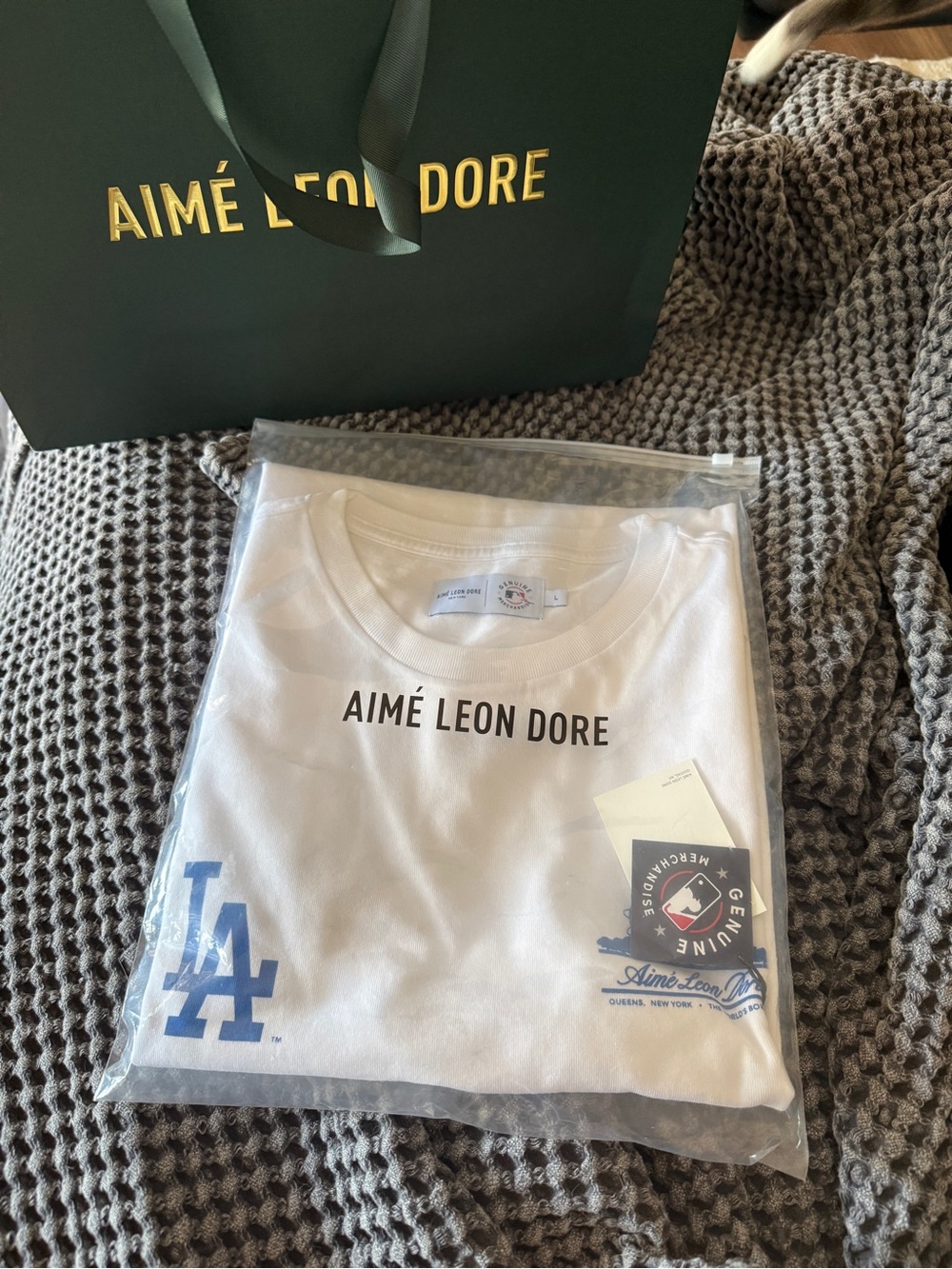 Aime Leon Dore White LA Dodgers Unisphere Tee Large